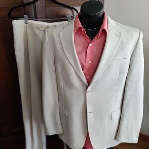 Men's Cream 2 Piece Suit 46 Regular